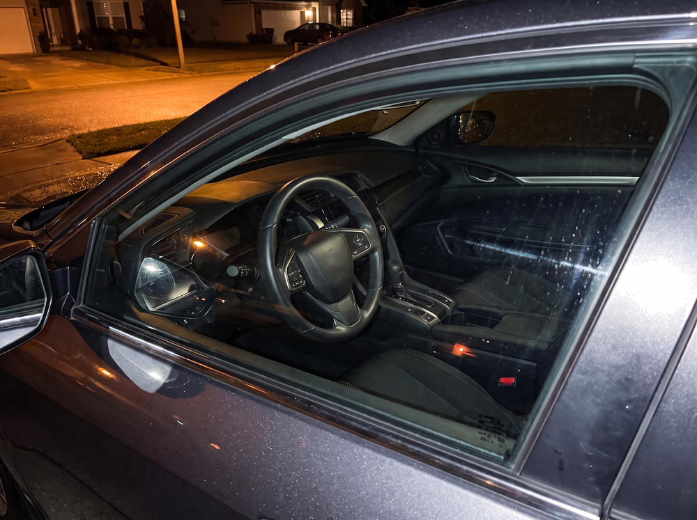 Car at night with no steering lock